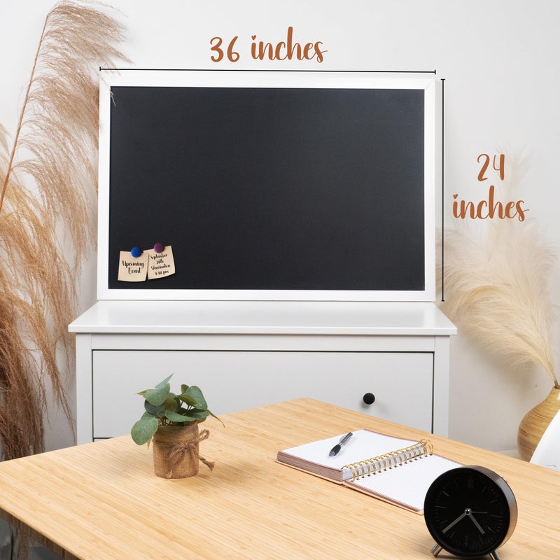 Loddie Doddie Magnetic Chalkboard & Magnet Board - 24"x36", White - Porcelain Enamel & Chalkboard Calendar - Photo & Magnet Display - Rustic Farmhouse Charm & Kitchen Menu Board - Image 3
